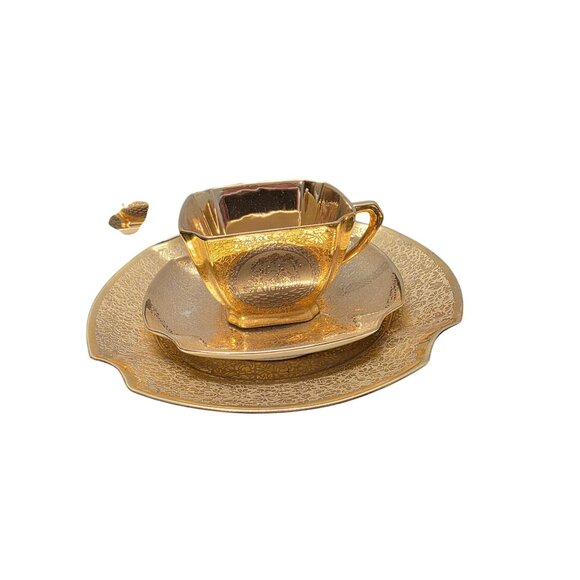 5 Arzberg Bavaria Tea Set Antique German Porcelain 24k Gold Platinum Medallion - Picture 3 of 10